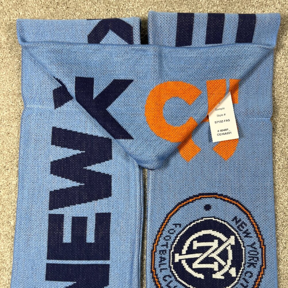 Adidas Unisex OSFA Blue Knit Winter Fringe New York City FC MLS Scarf NWT - Picture 5 of 9